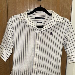 Ralph Lauren White and Black Striped Button Down Shirt
